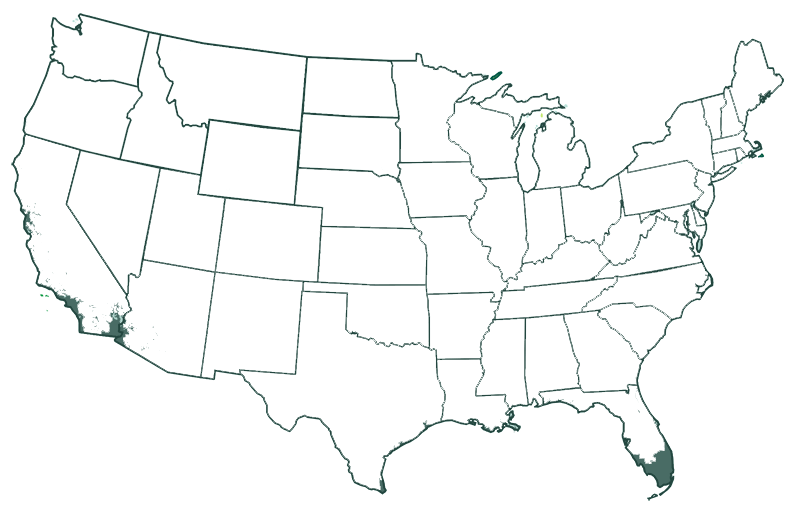 USDA hardiness zone map for zones 10-11 outdoors