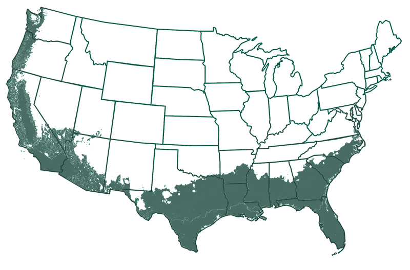 USDA hardiness zone map for zones 8-11 outdoors
